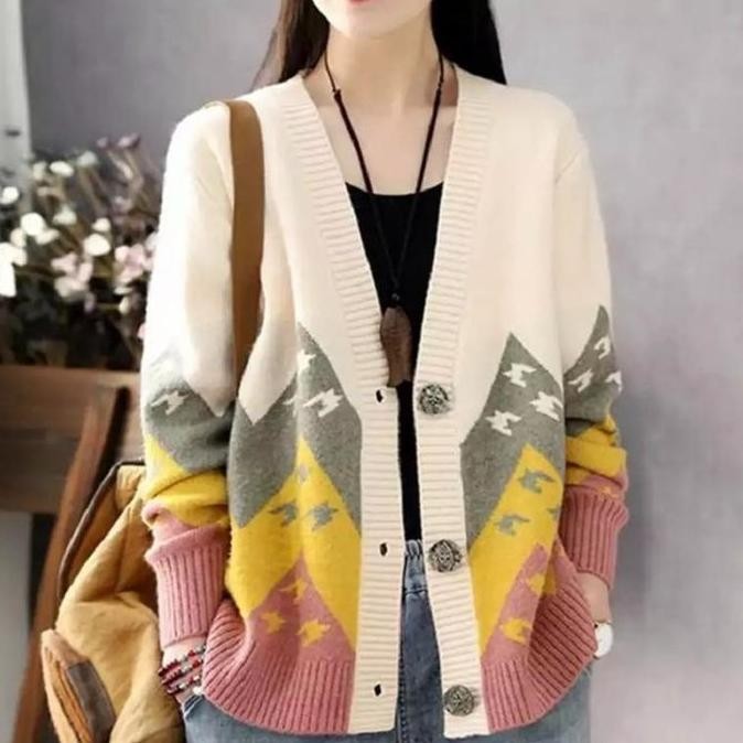 Cardigan Rajut Motif Wanita Ayeshaa Oversize Premium Korea Style Terbaru