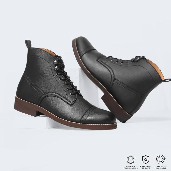 Sale Sepatu Boots Hight Kerja Lapangan Kantor Pria S Hades Shoes Hitam Black - Brygancraftmanship