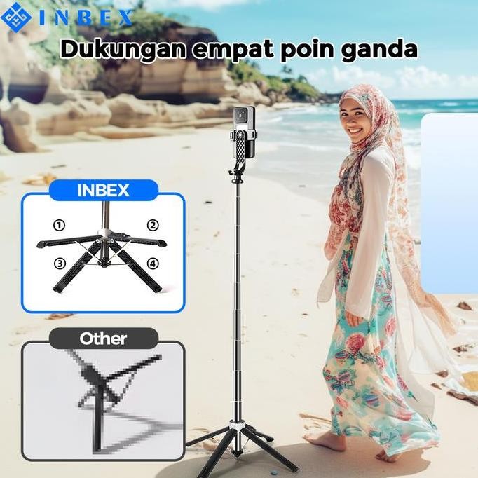 Tersedia INBEX IB130 Quadpod Tripod HP 130cm + Bluetooth Remote Braket Konten