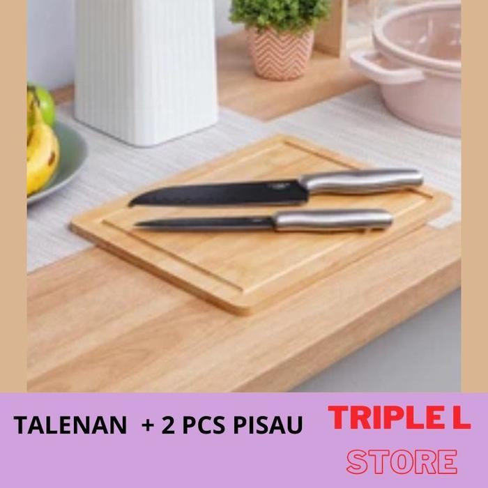 Re Informa Cooking Color Set Talenan Kayu Dan 2 Pcs Pisau Dapur