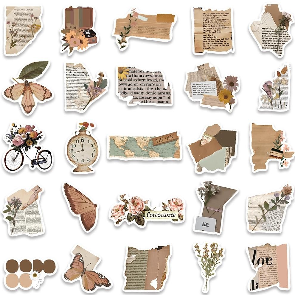 

NG [50PCS]Ins Stiker Gaya Retro Stiker Pack Sastra Dan Seni Koran Surat Stiker Aesthetic Decal Vinyl Stiker Anti Air- Sticker Buku Journal Koper Stiker Casing hp Stiker Laptop Helm Motor Viral Kekinian Terbaru 2025 VL-23