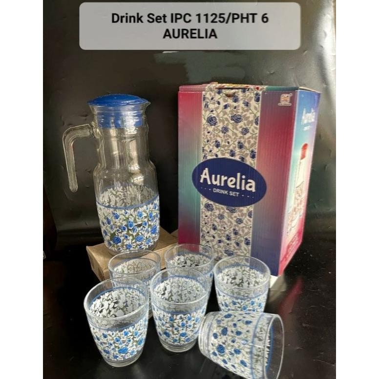 GELAS SET DRINK KEDAUNG (6 GELAS + 1 TEKO)/BELING/KACA