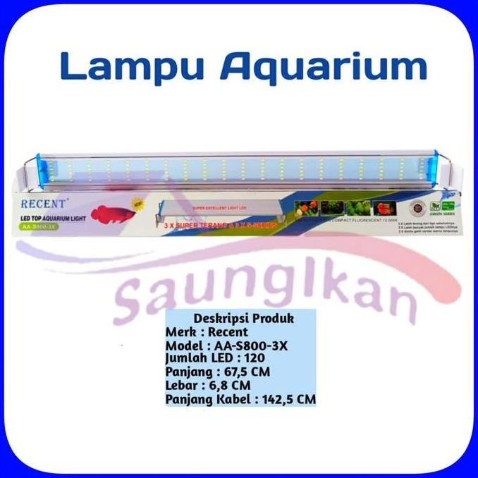 TERBARU - Lampu Aquarium LED 6 Baris RECENT AA S800 S 800 3 MODE CAHAYA RGBW