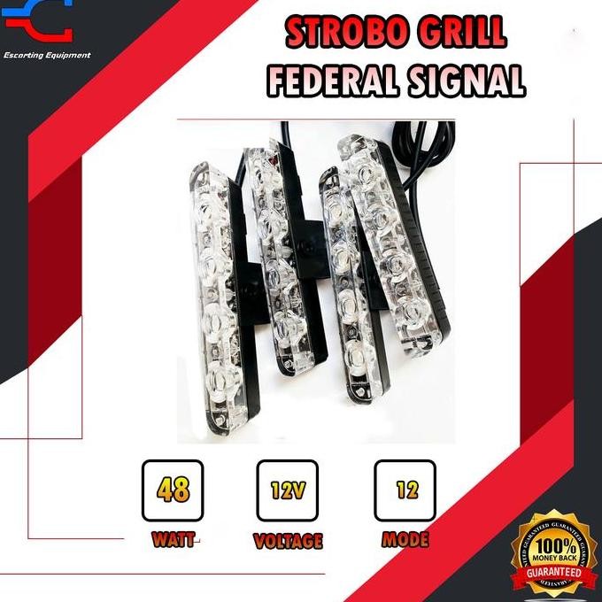 BEBAS ONGKIR - Strobo Grill Federal Signal 48 Watt Ion Blue Super Terang