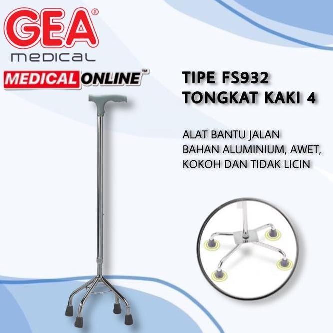 Promo Tongkat Kaki 4 Fs-932 Gea Alat Bantu Jalan / Tongkat Pyramid Medical Ready