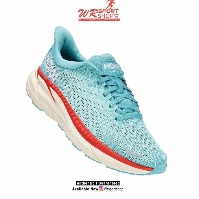 Promo Hoka One One Clifton 8 Wide Womens Running - Aquarelle / Eggshell ORI COD