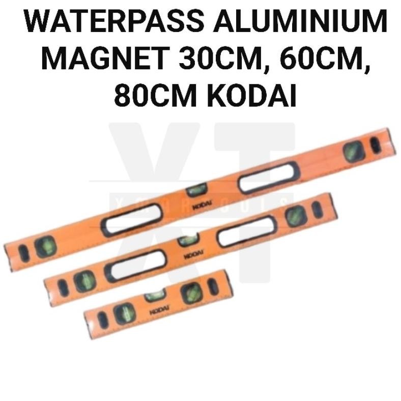 Waterpass Aluminium Magnet / Penggaris / Spirit Level Waterpass Kodai 30 cm / 60 cm / 80 cm