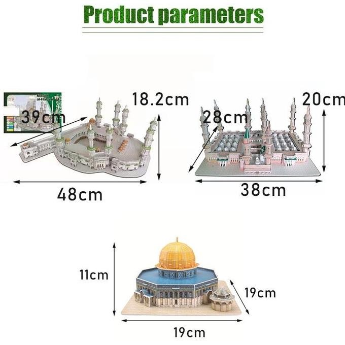 Miniatur Puzzle 3D Masjidil Haram Nabawi - Miniature Bangunan Ibadah - Koleksi Pajangan - Hadiah Ula