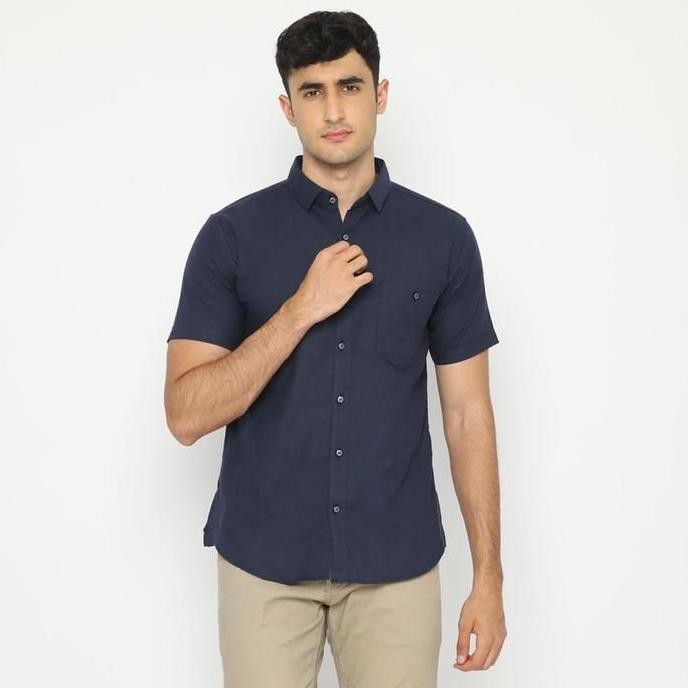 Code Male - Brave Kemeja Pria Basic Navy Dark Slimfit