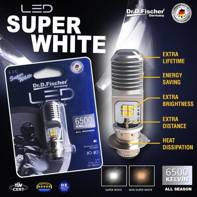 Lampu Motor Xeon Led 6500Kelvin All Season Germany Dr.D.Fischer Hemat