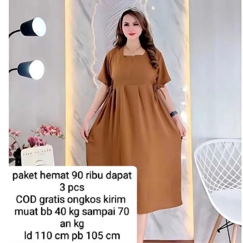 Paket Usaha 100 Dapat 3 Pcs Daster Crinkle Airflow Premium MURAH