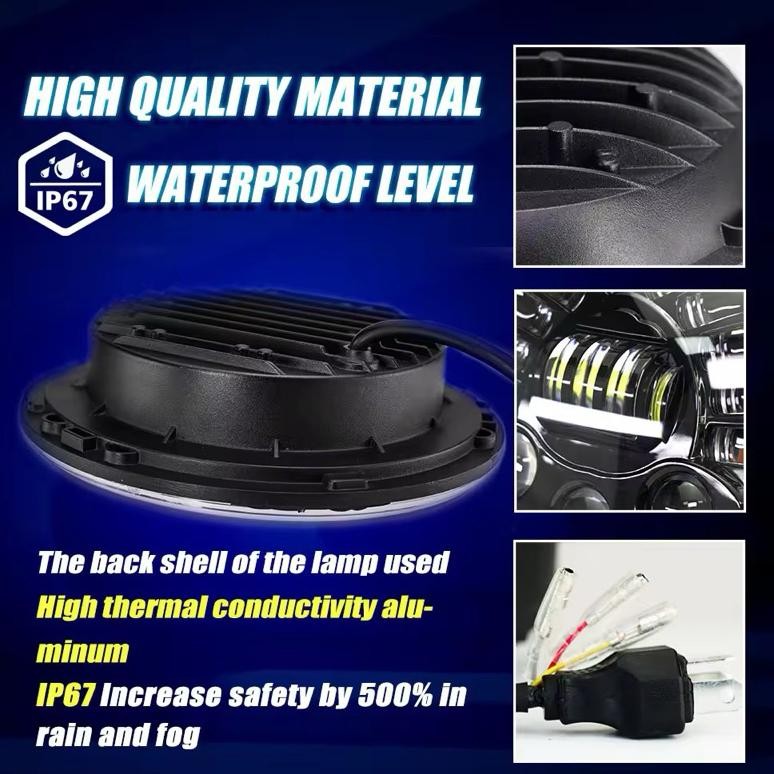 Promo Lampu Depan Mobil Motor Lampu Led Bulat 7 Inc 19 Led Senja Biru Predator Projector Diskon