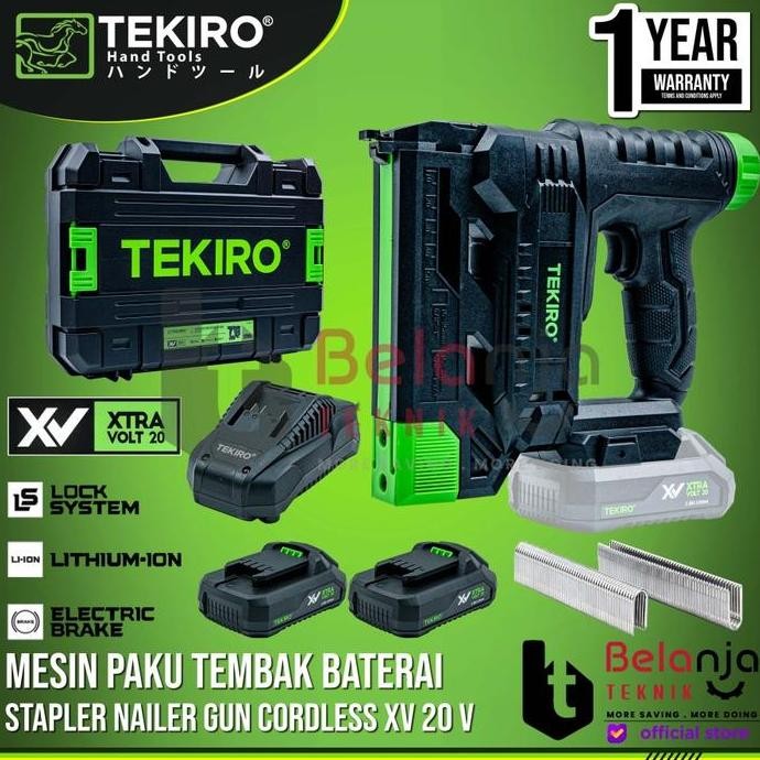 

Tekiro Stapler Nailer Gun Cordless Xv 20 V Mesin Paku Tembak Baterai Co