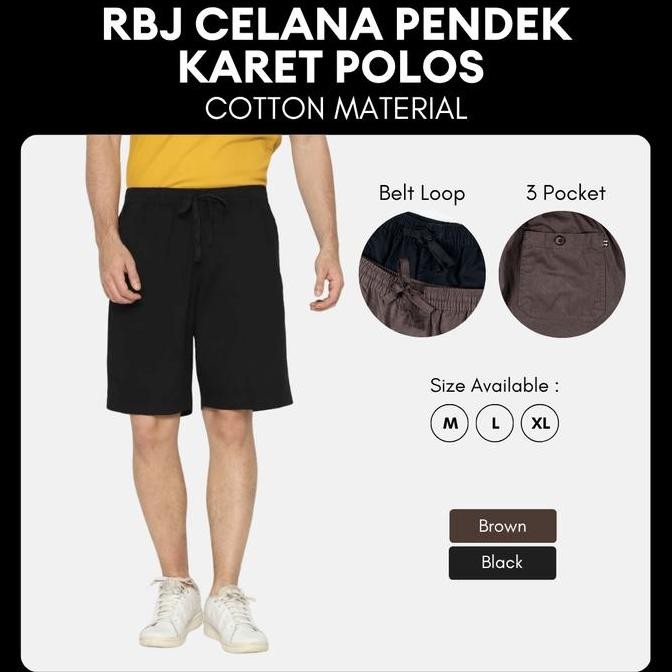 RBJ Celana Pendek Karet Polos Cotton Pria
