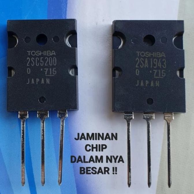 TOSHIBA TRANSISTOR C5200 A1943 ORIGINAL JEPANG LOT 715 CHIP BESAR HARGA SATU SET BARU MULUS DAYA OUT