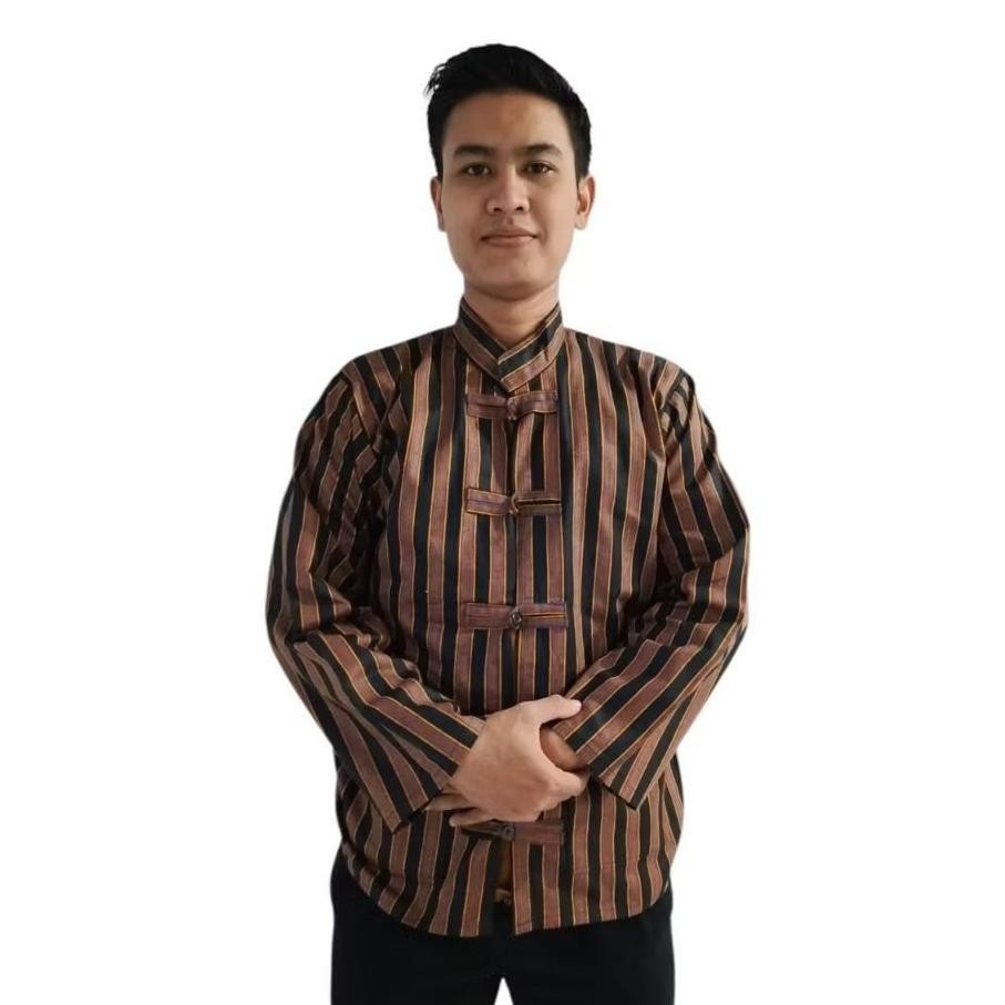 Baru - Baju koko Lurik shanghai Dewasa / Baju Adat koko Lurik shanghai / Surjan Model Koko