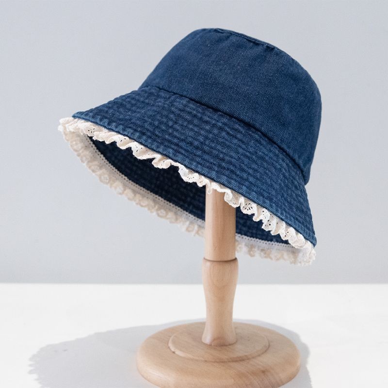 Lace Edge Soft Denim Sun Hat