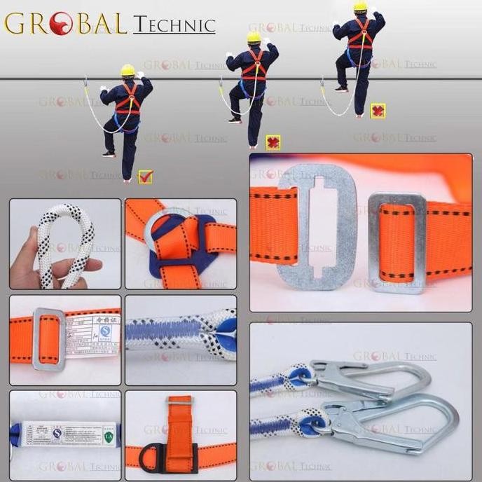 1 Set Safety Harness Full Body 3M Tali Body Harness  Double Hook Sefty Belt Proyek Body Harnest Body