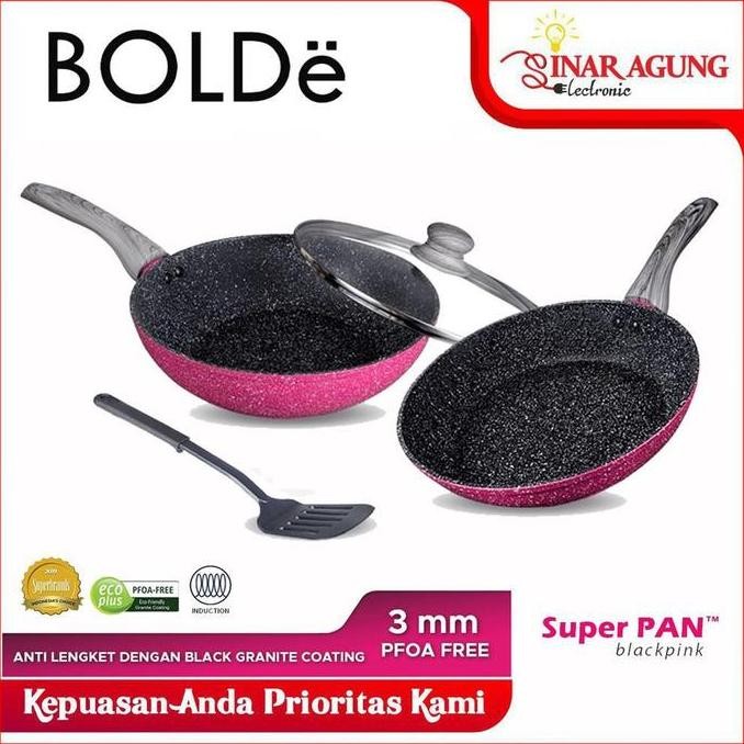 Promo Bolde Super Pan Panci Set Lapis Granite Coating 5Pcs