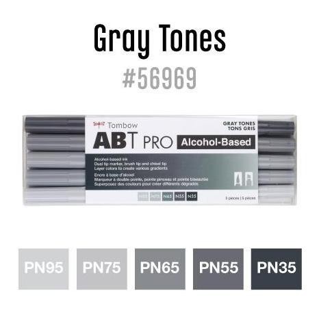 

HOT SALE! TOMBO COLORING BRUSH ABT PRO SET 5 GRAY