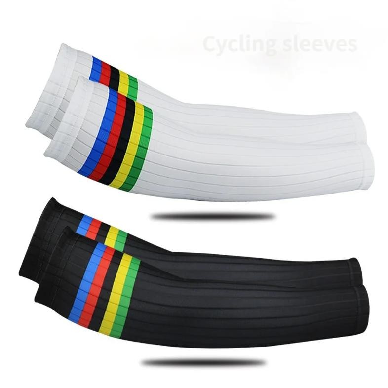 Aero Arm Cover Cuff Cycling Bike Sleeves Uv Stripe Running Sunscreensun Bicycle Sleeves Leg Sport Cy