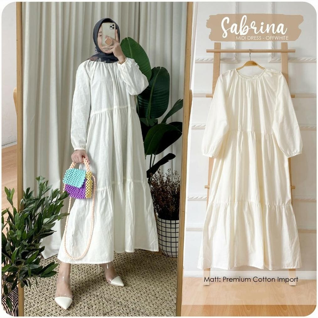 KM Sabrina Midi Dress  Wanita Polos Viral Kekinian Terbaru 2025 JA-60