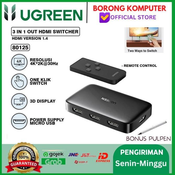 Ugreen Hdmi Switcher 3 In 1 Out 4K3D With Remote - 80125