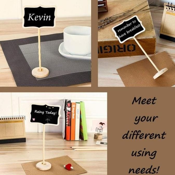 

10Pcs Papan Tulis Kapur Cafe Mini Chalkboard Stand Mini Black Board Papan Tulis Mini Blackboard Stand