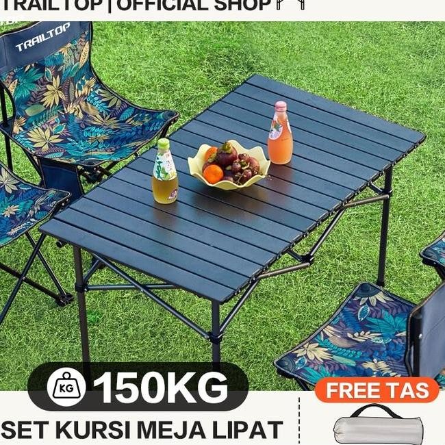 Ready Trailtop Paket Kursi Meja Lipat Outdoor Portable Kursi Lipat 1 Set Camping