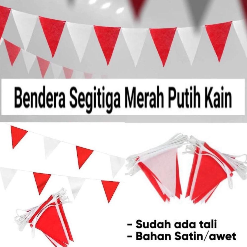 Wwr-76 5 Meter Bendera Segitiga Kain Merah Putih / Bendera Umbul Umbul / Bendera Hut Ri / Karnaval /