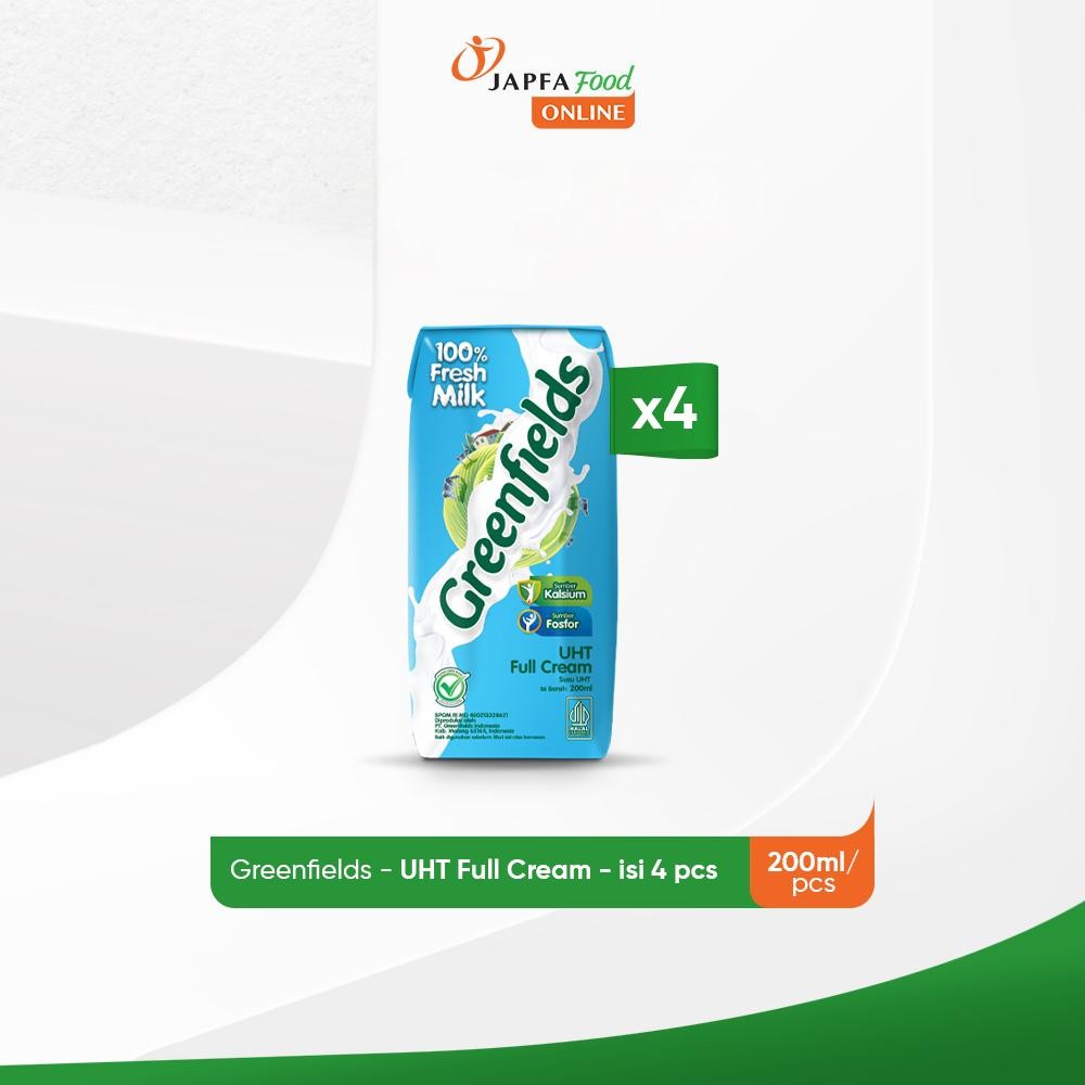 

Greenfields Susu UHT Full Cream 200 ml - isi 4 pcs -100% Fresh Milk dari Greenfields Farm