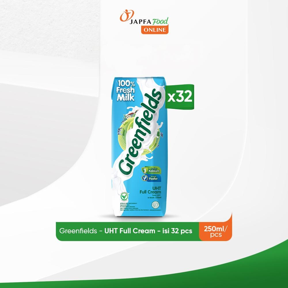 

Greenfields Susu UHT Full Cream 250 ml - isi 32 pcs -100% Fresh Milk dari Greenfields Farm