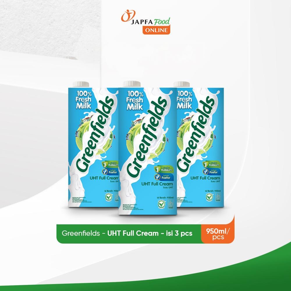

Greenfields Susu UHT Full Cream 950ml - Isi 3 pcs - 100% Fresh Milk dari Greenfields Farm