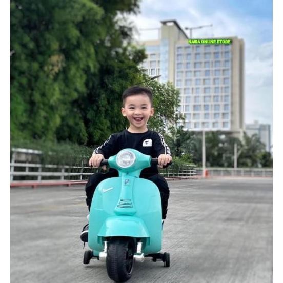 Mainan Motor Aki Vespa Mini Anak Balita Cewek Cowok Unik Keren Sni