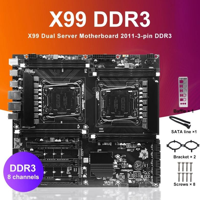 X99 Dual-Socket Cpu Motherboard Lga2011-3 8Xddr3 Ecc Ram Slot Pciex16 Sata3.0 Server Pc Motherboard