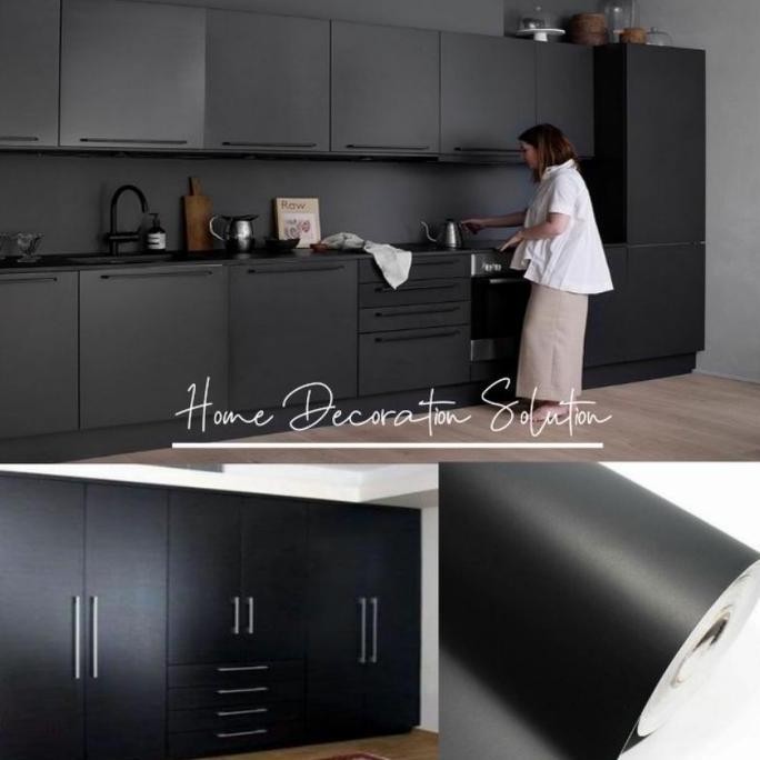 DF161>> Stiker skotlet Kichenset Pelapis Furniture motif hitam doff polos