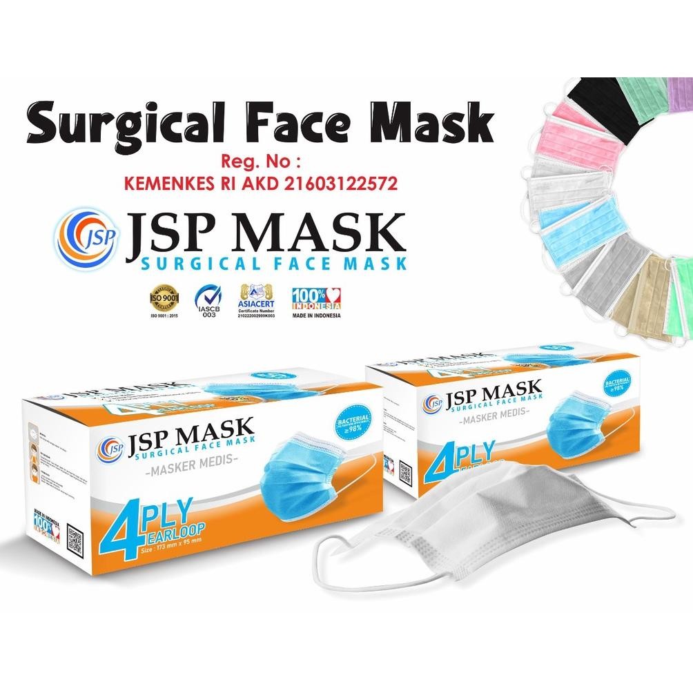 Tw39 Rf-45 Im31 Masker 4Ply Isi 50 Pc Free 5 Konektor Masker Medis Kemenkes Surgical Jsp Mask Jm03 T
