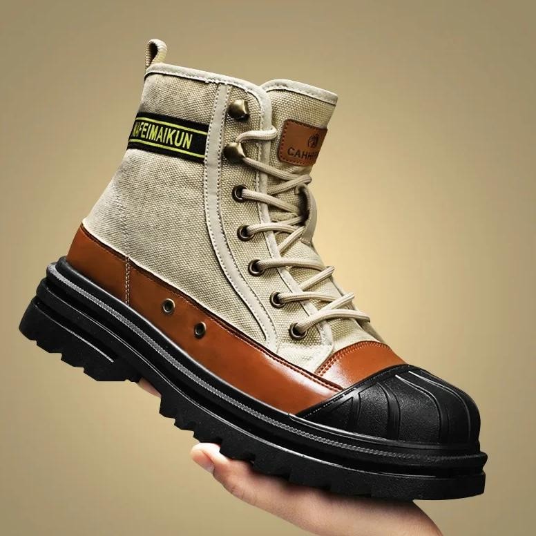 Fashionable Large Size Couple Shell Head Boots Martin Boots Crashproof Work Safety Shoes Motorcycle 