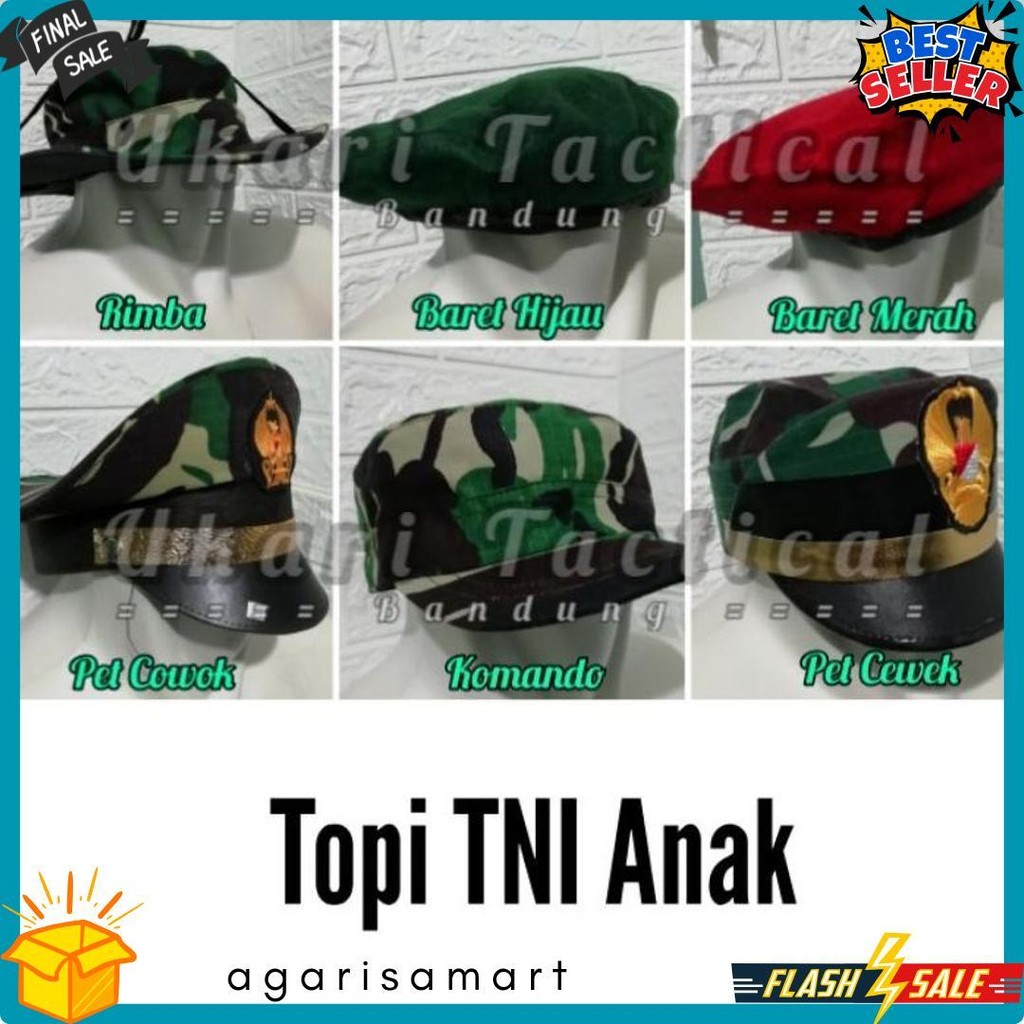 Topi baret pet komando rimba loreng TNI polri polisi kecil polantas pocil untuk perlengkapan karnava