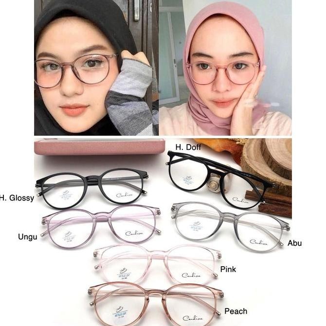 DA65 }} Frame Kacamata Minus Transparan 21471 Cat Eye Lentur Wanita / Cewek