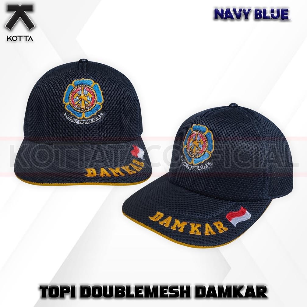 Terbaik TOPI JALA DAMKAR NAVY - TOPI JARING DAMKAR LOGO - TOPI DAMKAR BORDIR LAMBANG ,,