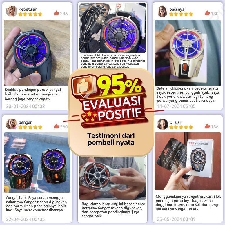 Big Sale Funcooler X52 Built In Baterai FanCooler Gaming Cooler Radiator Clip-on Ultra Tenang Dingin