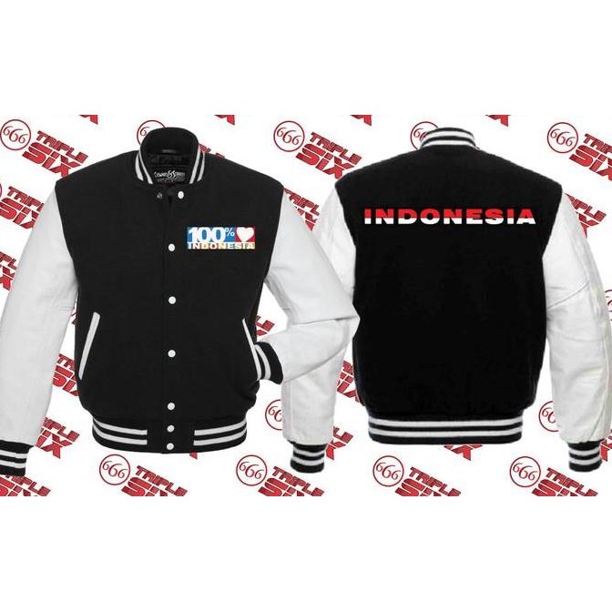 Jaket Varsity baseball premium Indonesia merah putih