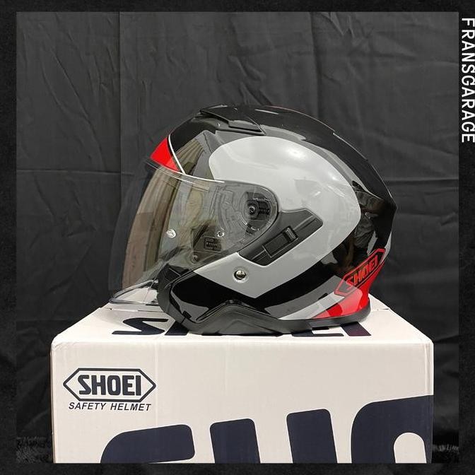 // HELM SHOEI JCRUISE HALF FACE MERAH ABU REPLIKA 1:1 MIRROR //