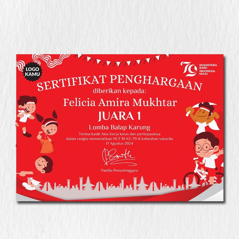 

Up15 Sertifikat Lomba 17 Agustus | Cetak Sertifikat Hut Ri | Sertifikat Free Design | Sertifikat
