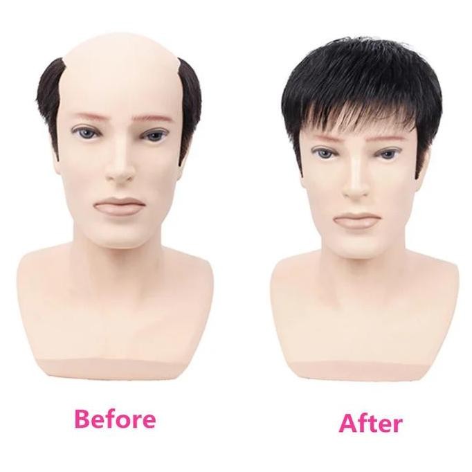 Full Wig Pria Pendek / Rambut Palsu Model Pria Korea/ Rambut Penambah Volume Botak