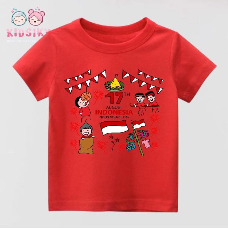 Fb-43 Kaos Anak Anak Karakter 17 Agustus Merah Putih Umur 2-16 Tahun
