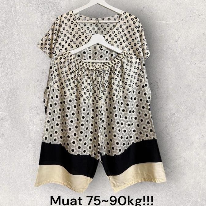 Eelic Stelan 3/4 Jumbo Wanita Ld 140 Rayon Premium Real Pict  Setelan U-45