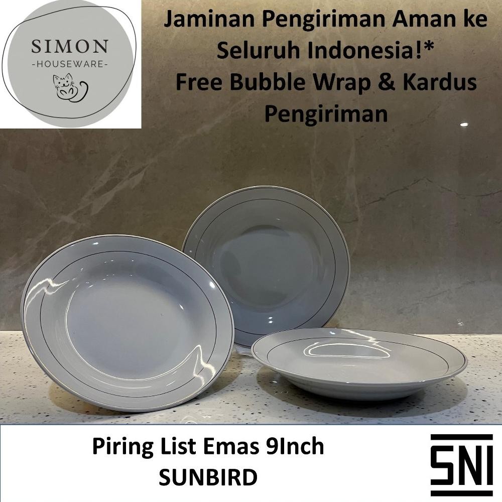 Bisa Cod Piring Keramik Sunbird List Emas 9 Inch Indonesia ||