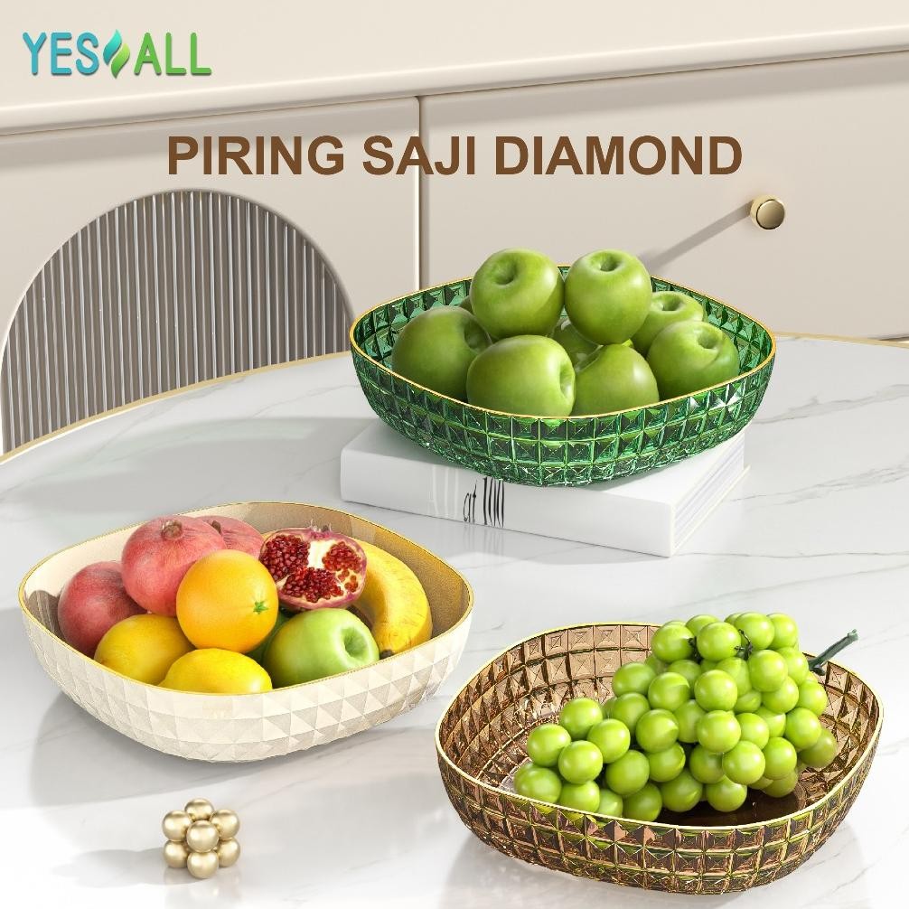 Bisa Cod Yesall Piring Saji Kotak Lauk Pauk Buah Snack Aesthetic Serbaguna | Piring Cantik Diamond P